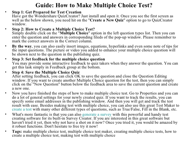 Multiple choice test maker software